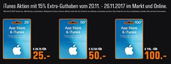 Saturn Black Week iTunes Guthaben 2017