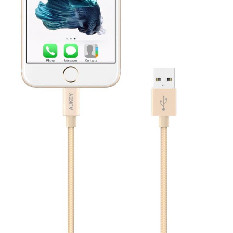 Aukey mfi lightning kabel mit iphone - gold