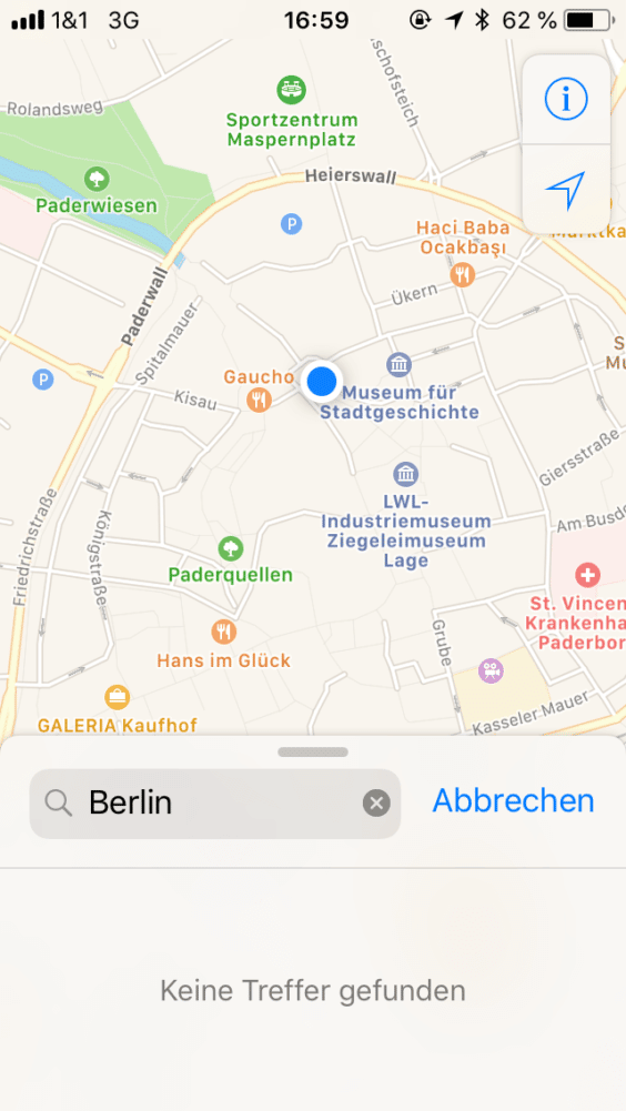 Apple Maps gestört - Screenshot - WakeUp Media