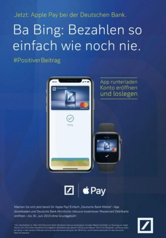 Apple Pay-Werbung bei der Deutschen Bank