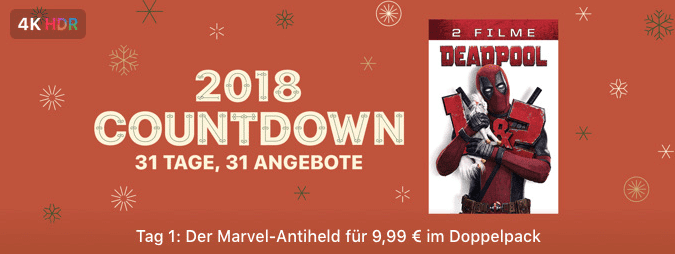 iTUnes 2018 Countdown - Tag 1 Deadpool Thumb