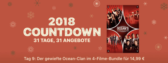 iTunes 2018 Countdown: die Ocean’s Reihe mit 4 Filmen für nur 14,99 Euro!