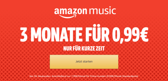 Amazon Music Unlimited 3 Monate für 99 Cent 2018 thumb