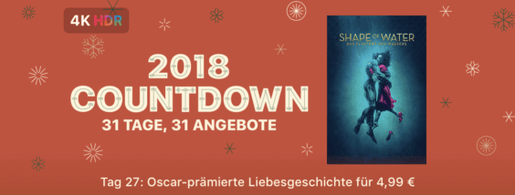 iTunes 2018 Countdown: „Shape of Water“ für nur 4,99 Euro!