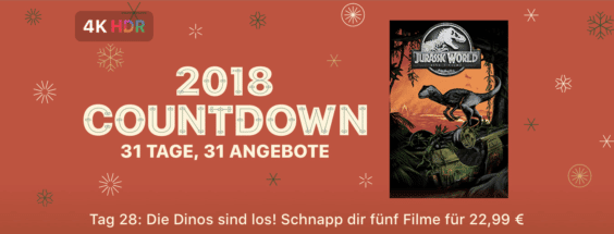 iTunes 2018 Countdown: Alle 5 Filme von „Jurassic Park & Jurassic World“ für nur 22,99 Euro!