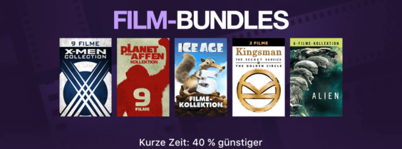 iTunes Filme Bundles: bis zu 40 Prozent Rabatt auf viele Kollektionen