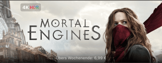 iTunes Filme Angebote: „Mortal Engines“, „Final Score“, „The Artist“ und viele weitere