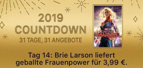 2019 Countdown – 31 Tage, 31 Angebote: „Captain Marvel“ für 3,99 Euro kaufen