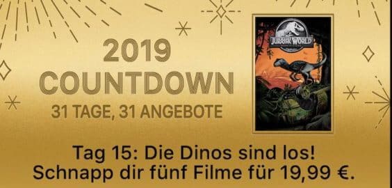 2019 Countdown – 31 Tage, 31 Angebote: „Jurassic – Alle 5 Filme“ für 19,99 Euro kaufen