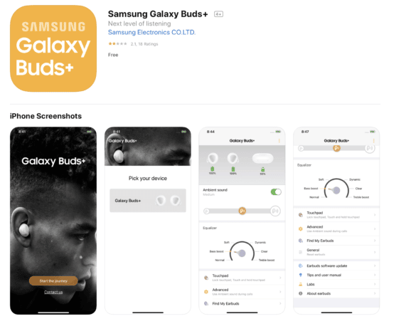 Galaxy Buds+ - Screenshot / App Store