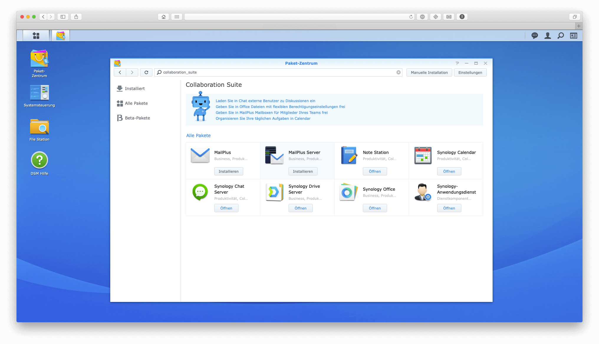 Die Produktivitätsdienste der Collaboration Suite von Synology