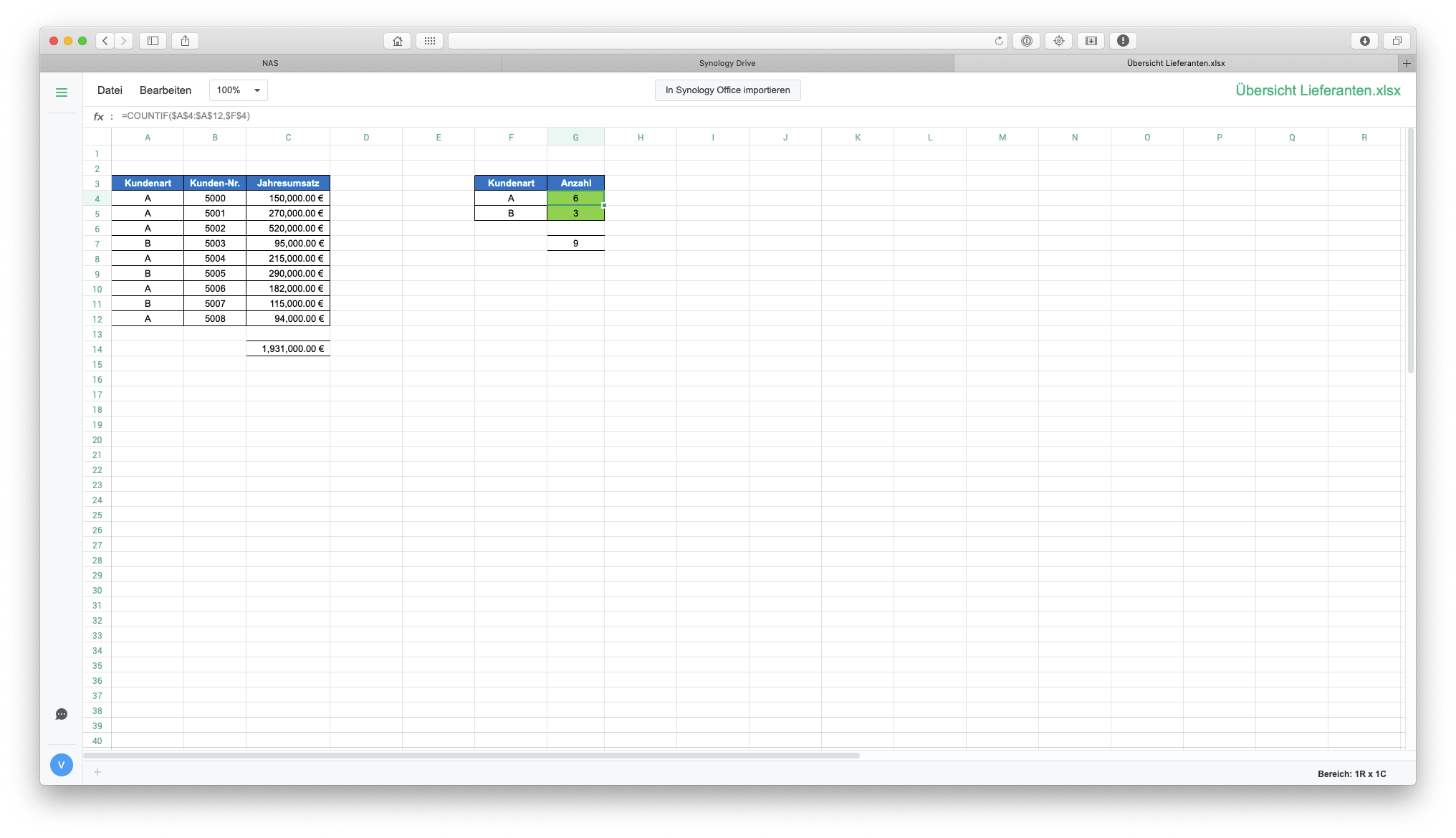 Betrachtungsmodus einer Excel-Datei