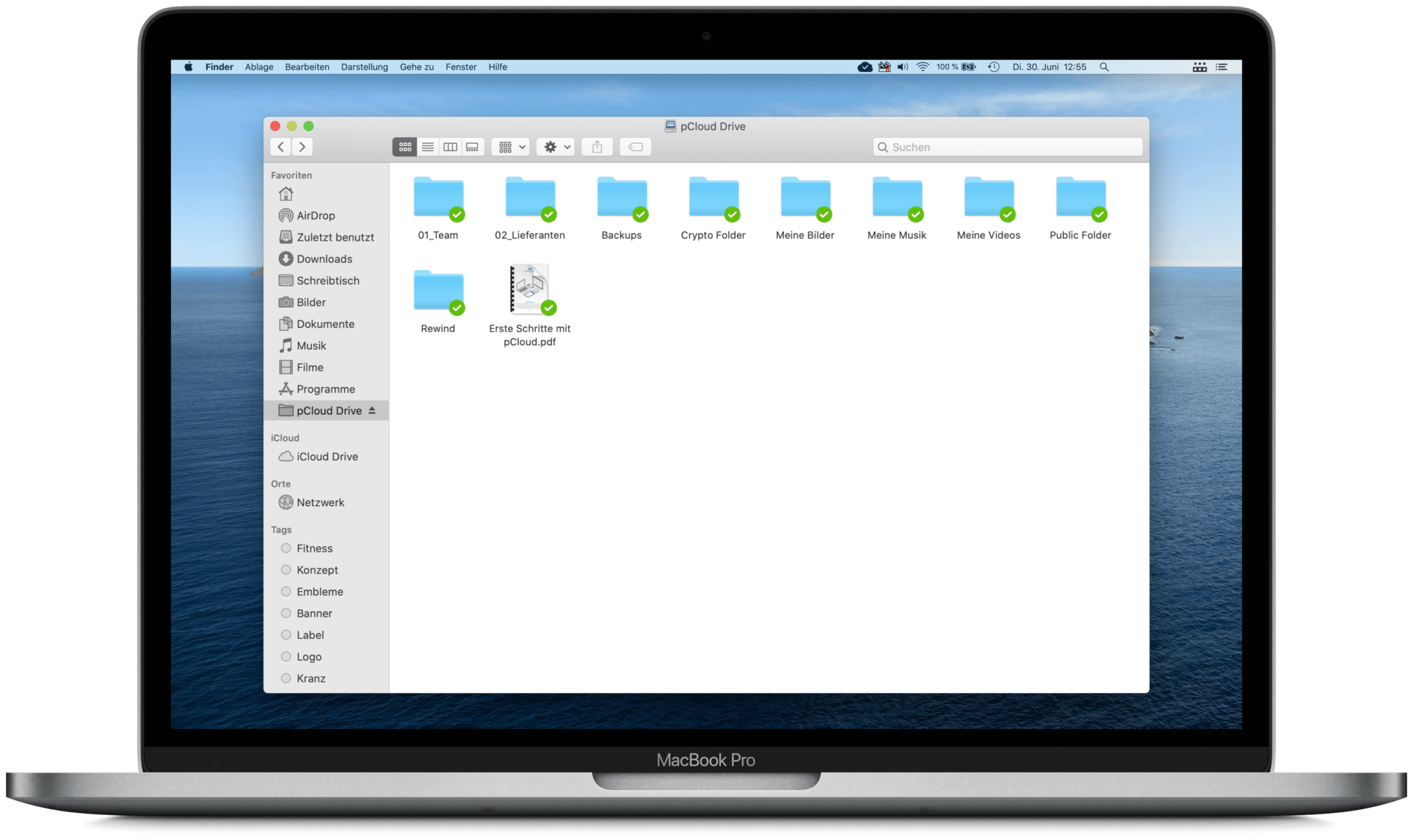 Darstellung von pCloud Drive im Finder