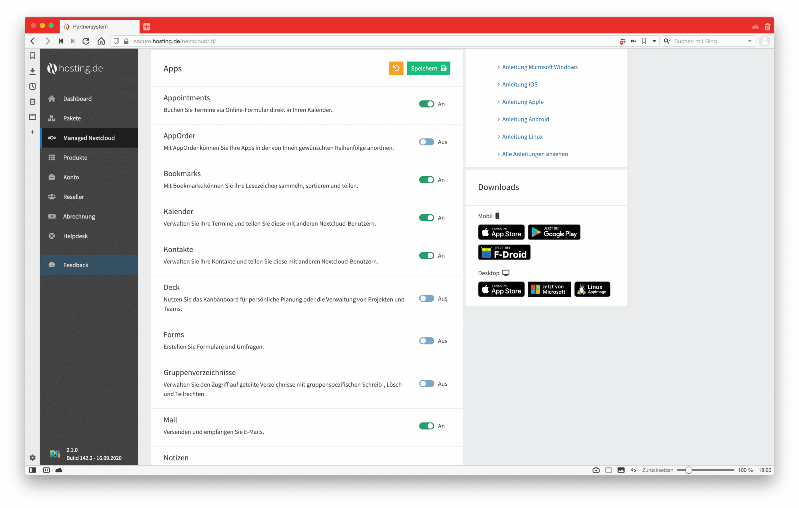 Auf der Übersichtsseite kann die Nextcloud mit nur wenigen Clicks um wertvolle Applikationen erweitert werden.