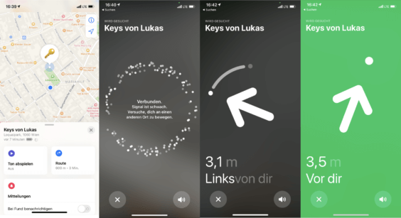 AirTags im Wo ist-Netzwerk - Screenshot