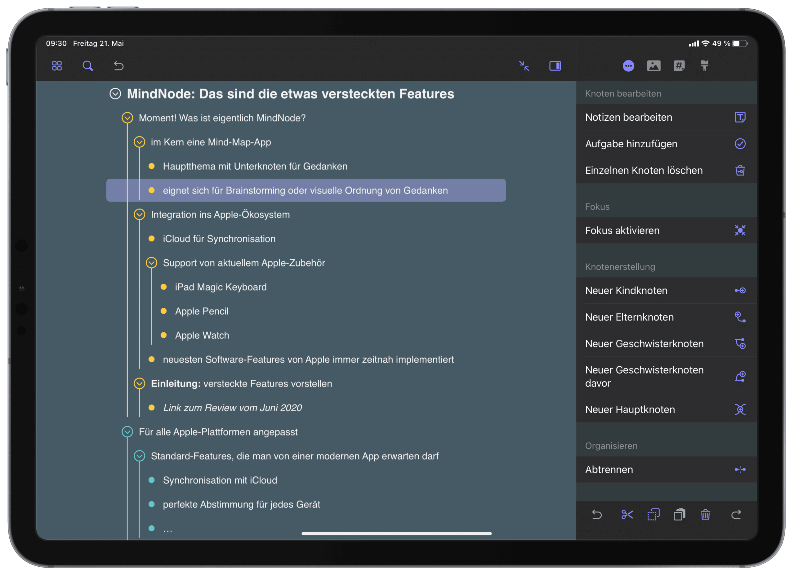 MindNode Outline iPadOS Vollbild
