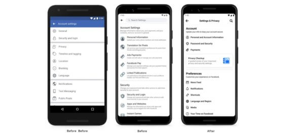 Facebook-App nach dem Update mit übersichtlicheren Einstellungen