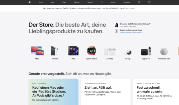 Apple Online Store neues Design 1 - Quelle: Apple.com