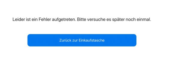 Fehlermeldung im Apple Store - Screenshot