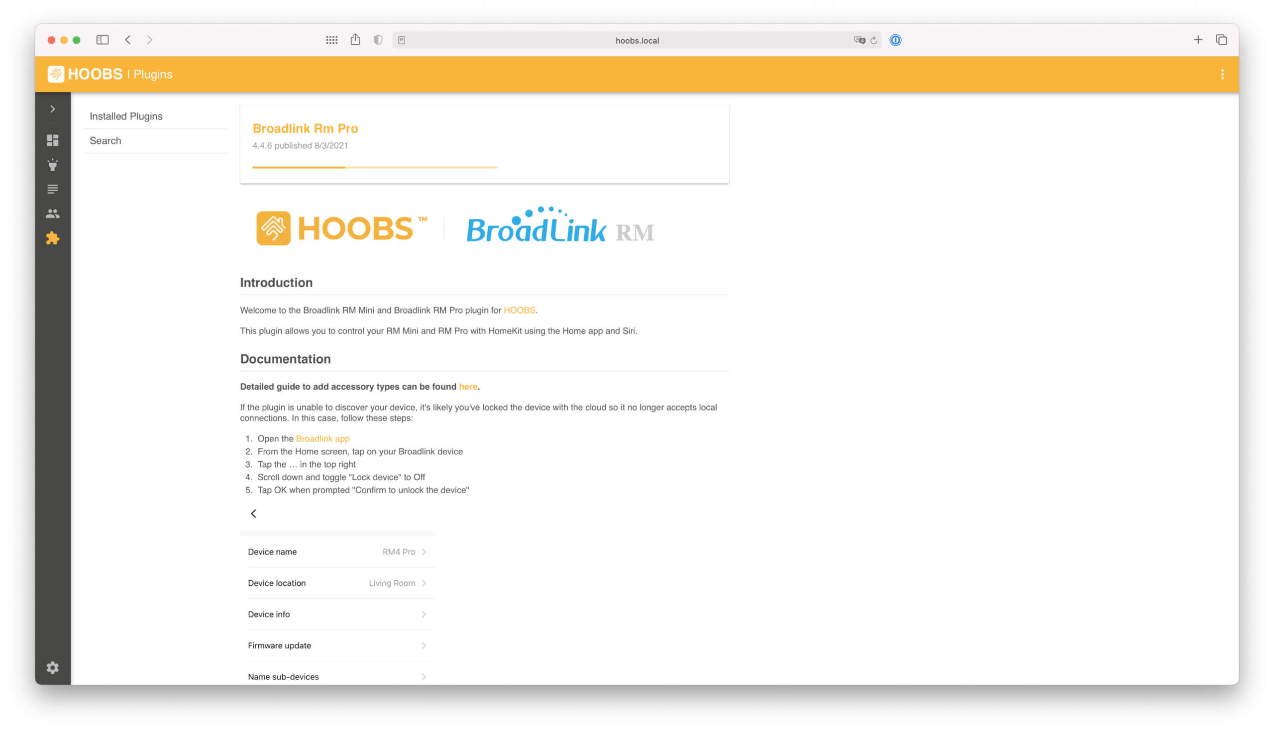 Das Suchen und Installieren verfügbarer Plugins in HOOBS ist denkbar einfach.