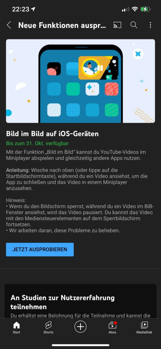 YouTube Premium-Nutzer können neue Features unter iOS testen - Screenshot