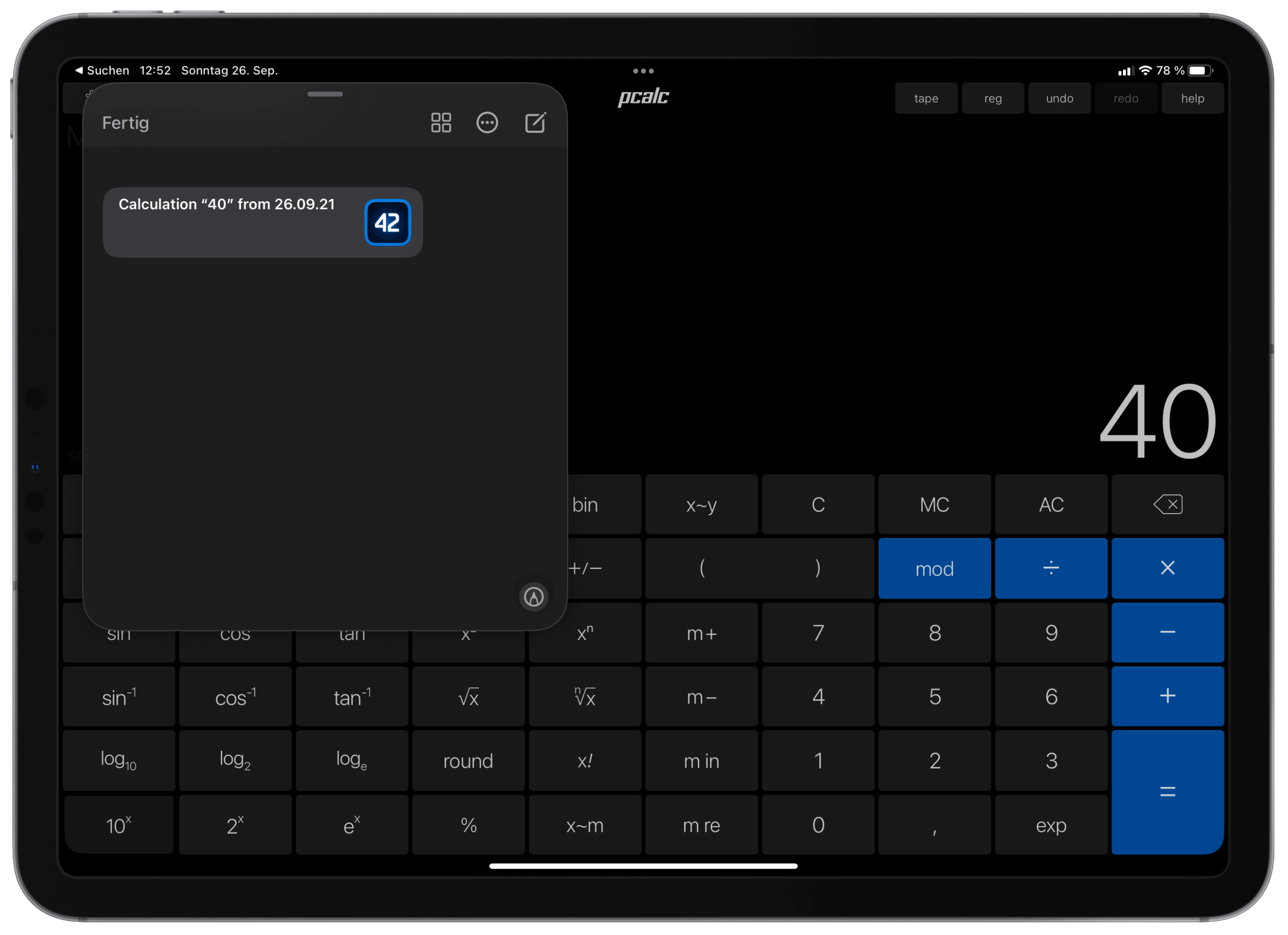 PCalc iPadOS 15