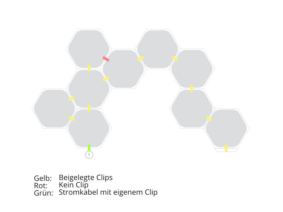 Während ich die drei unteren linken Panels vollständig verbinden konnte, ist am oberen linken Panel nur ein Connector. Mit einer zweiten Verbindung hätte ich mich hier wohler gefühlt.