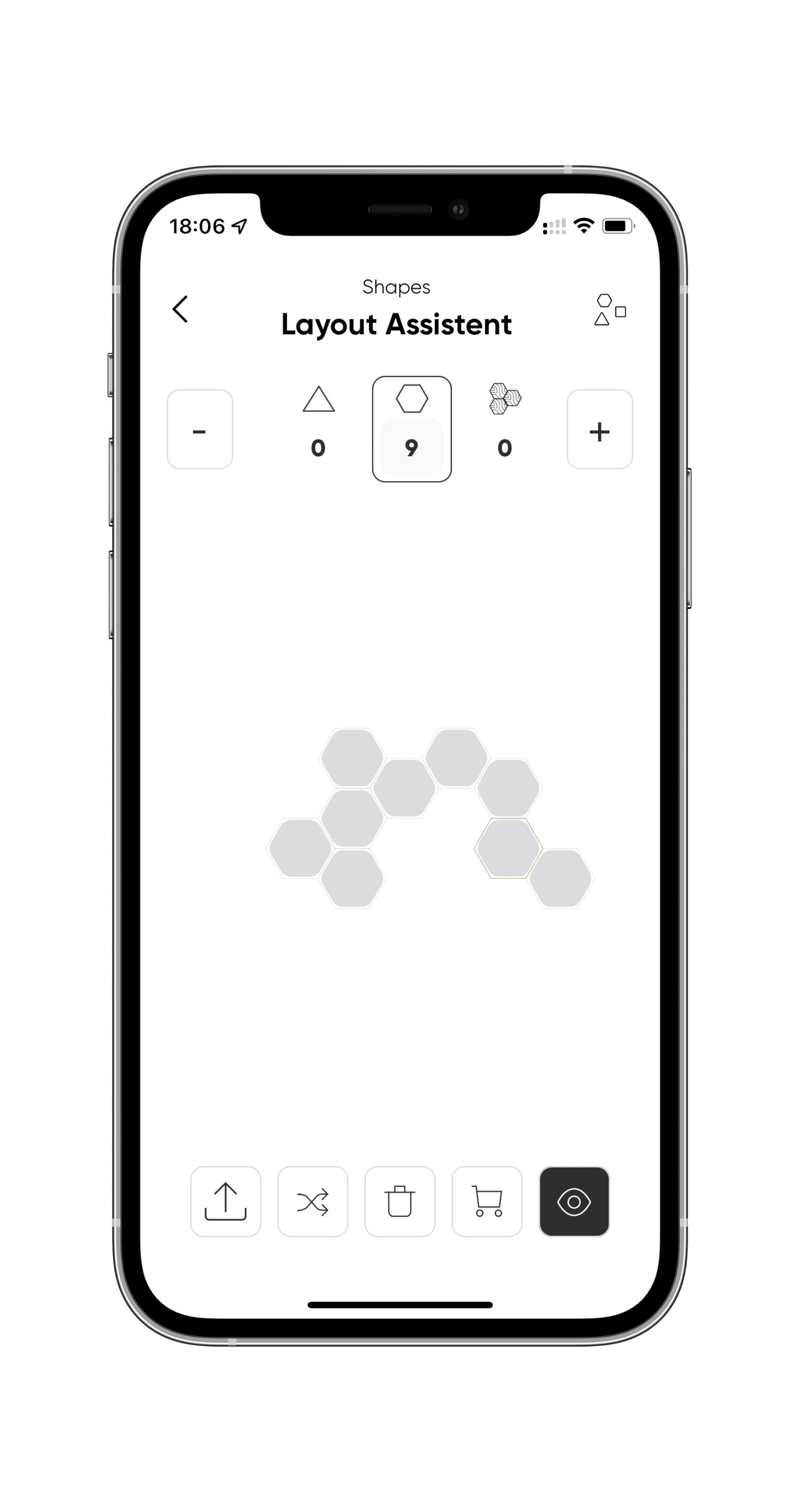 Im Konfigurator der Nanoleaf-App kann man genau angeben, welche und wie viele Panels man miteinander verbinden möchte.