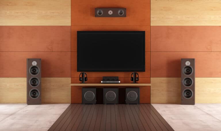 Modern home theater room without furniture - rendering by archideaphoto