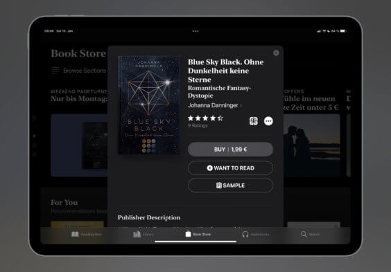 Das E-Book der Woche: Noch schnell „Blue SKy Black. Ohne Dunkelheit keine Sterne“ für 1,99€ sichern