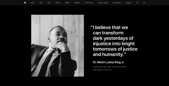 Martin Luther King Day Apple.com Webseite