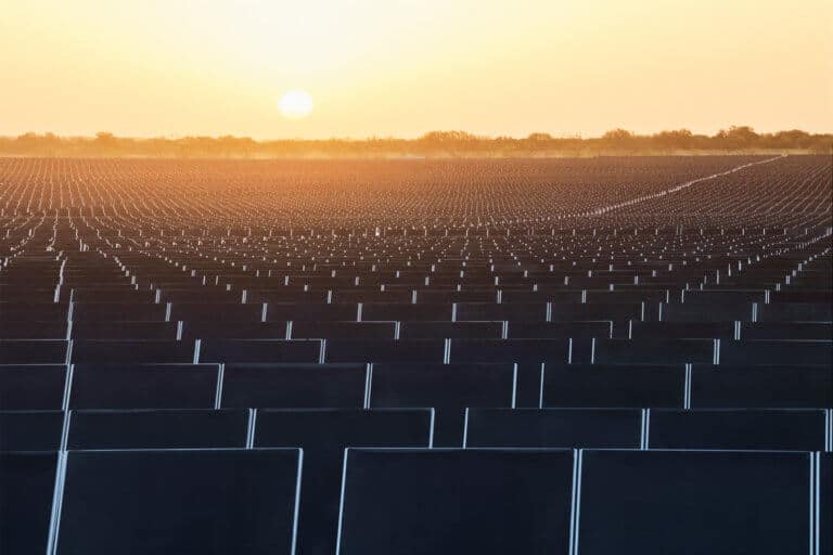 Feld aus Solarpanels in Texas - Apple