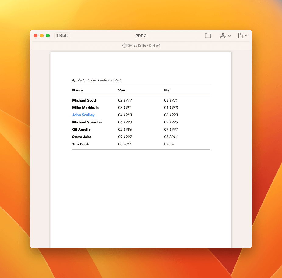 Ulysses Tables Export