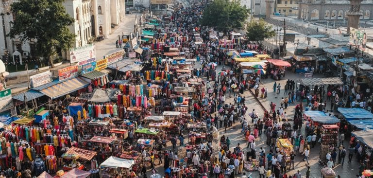 Ein Markt in Hyderabad, Indien