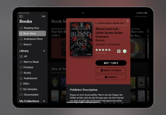 Das E-Book der Woche: Dieses Mal “ Blood and Ash – Liebe kennt keine Grenzen“ für 1,99 Euro einsammeln