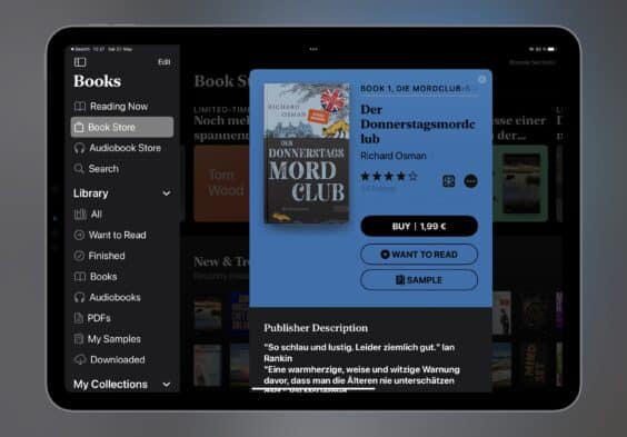 Noch schnell das E-Book der Woche mitnehmen: Dieses Mal „Der Donnerstagsmordclub“ für 1,99 Euro