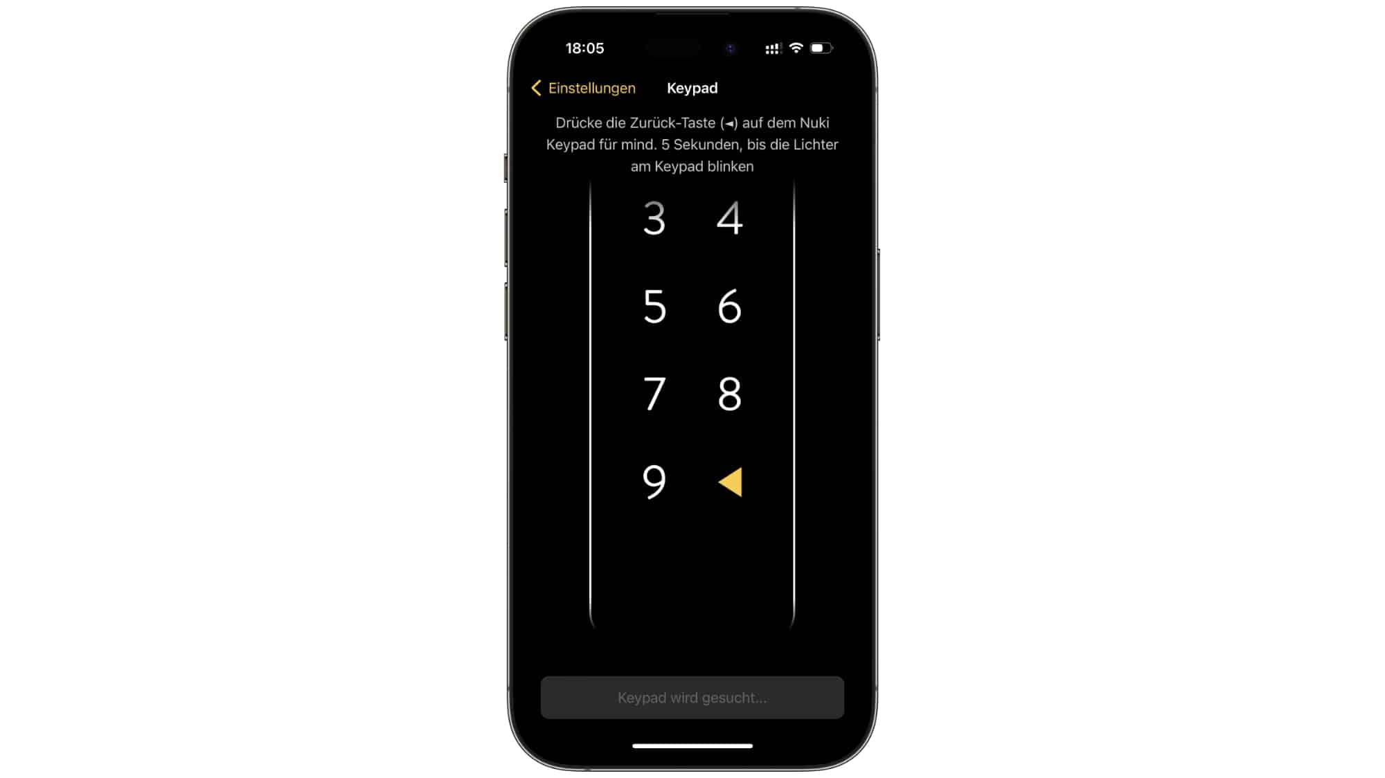 Sicherheitsrelevante Änderungen am Keypad müssen zuerst in der App gestartet und dann am Keypad bestätigt werden.