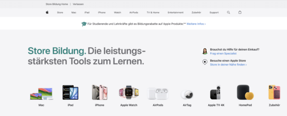 Apple Education Store: Bildungspreise im neuen Design