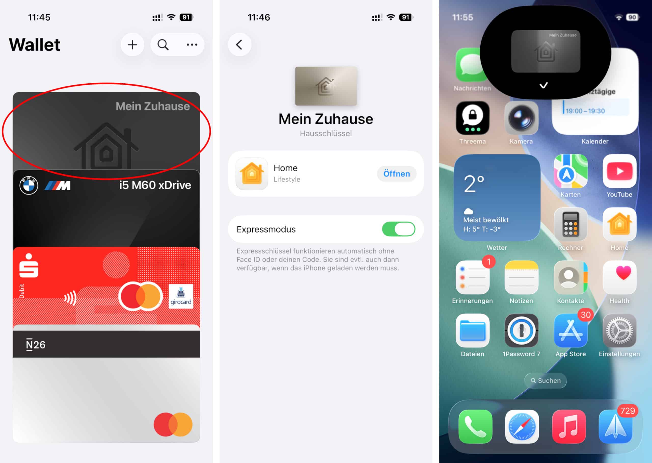Mit Apple Home Key erscheint der digitale Schlüssel in der Wallet, genauso wie Autoschlüssel oder Bankkarten.
