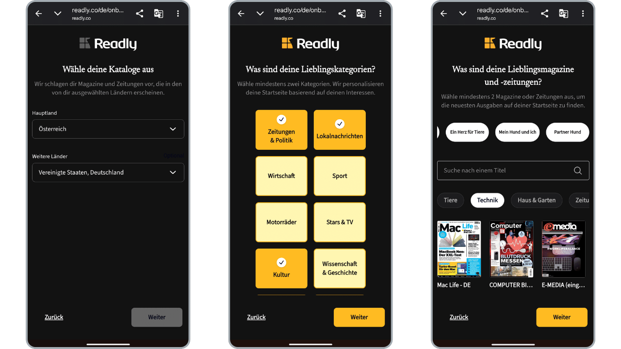 Readly App Onboarding