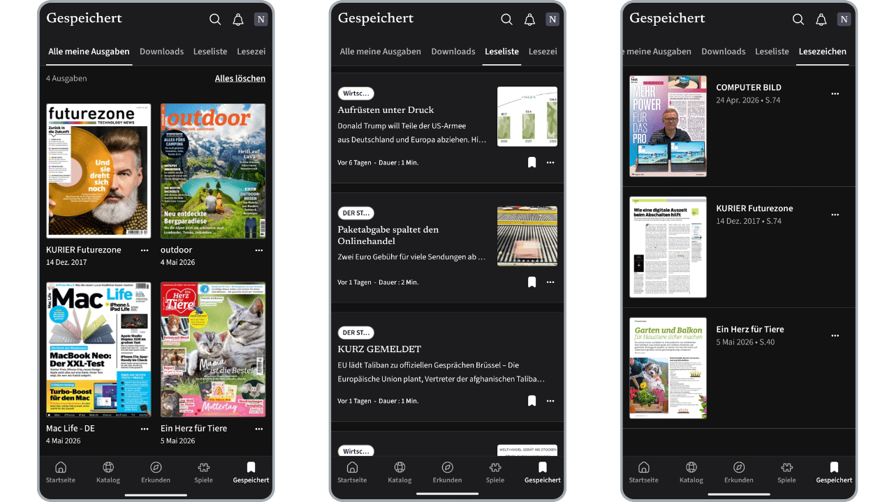 Readly App: Lesezeichen & Offline-Modus