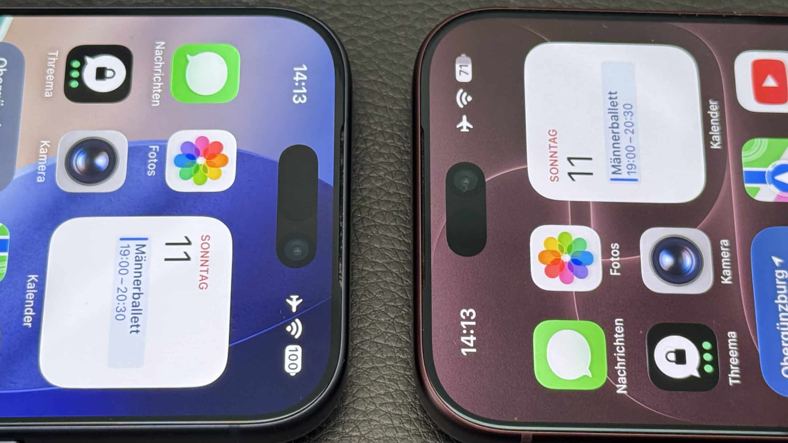 Links neben der Uhrzeit sitzt nun der Infrarot-Sensor unter dem Display. Dadurch ist die Hardware der Dynamic Island deutlich geschrumpft.